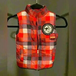 Boys 3t plaid print COOGI zip up puffer vest great condition